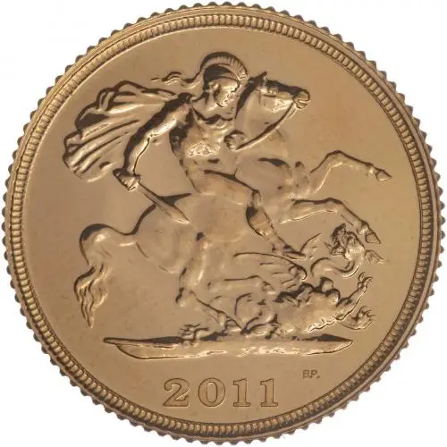 2011 Gold Bullion Ungraded Half Sovereign Elizabeth II  Coin Single United Kingdom reverse