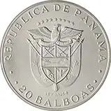 1972 Silver Panama 20 Balboas Bullion 24101