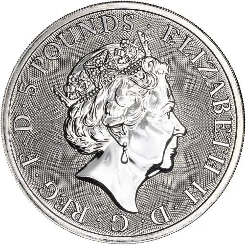 2018 2 oz Silver Queen's Beasts Unicorn of Scotland Bullion Coin obverse 1
