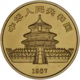 1987 Gold Uncirculated 1 Ounce Panda 100 Yuan Coin Single China Obverse