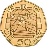 1992/93 UK Coin 50p Gold Proof European Presidency
