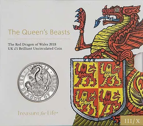 2018 UK Coin £5 / Crown BU Queen's Beasts - Red dragon 24009