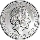 2018 UK Coin £5 / Crown BU Queen's Beasts - Red dragon 24010