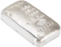 100g Silver Bar Metalor Pre-Owned Side View