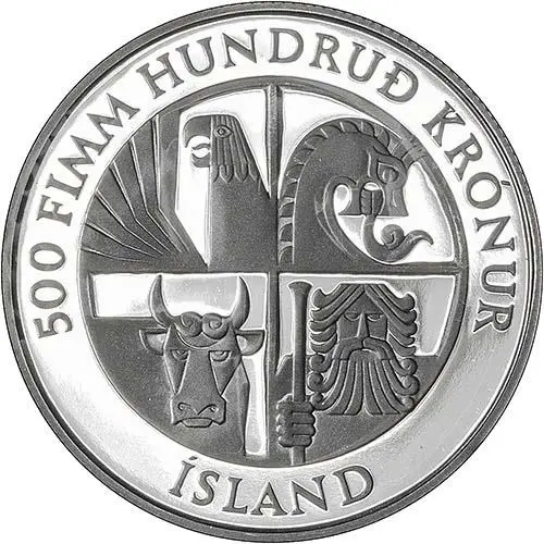 1974 Whole Coin Set Iceland Silver Proof 1100th Anniversary of 1st Settlement - 2 Coins 20578