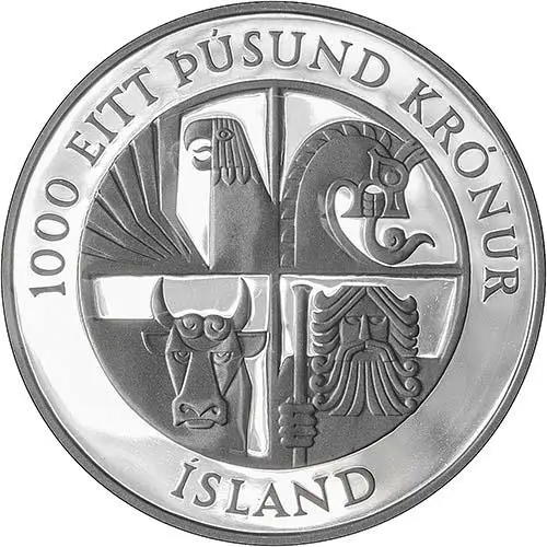 1974 Whole Coin Set Iceland Silver Proof 1100th Anniversary of 1st Settlement - 2 Coins 20576