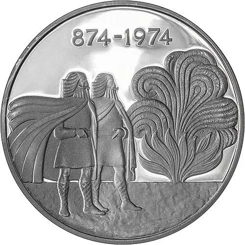 1974 Whole Coin Set Iceland Silver Proof 1100th Anniversary of 1st Settlement - 2 Coins 20579