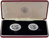 1974 Whole Coin Set Iceland Silver Proof 1100th Anniversary of 1st Settlement - 2 Coins