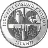 1974 Whole Coin Set Iceland Silver Proof 1100th Anniversary of 1st Settlement - 2 Coins 20576