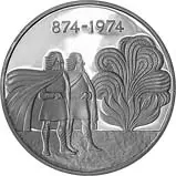1974 Whole Coin Set Iceland Silver Proof 1100th Anniversary of 1st Settlement - 2 Coins 20579