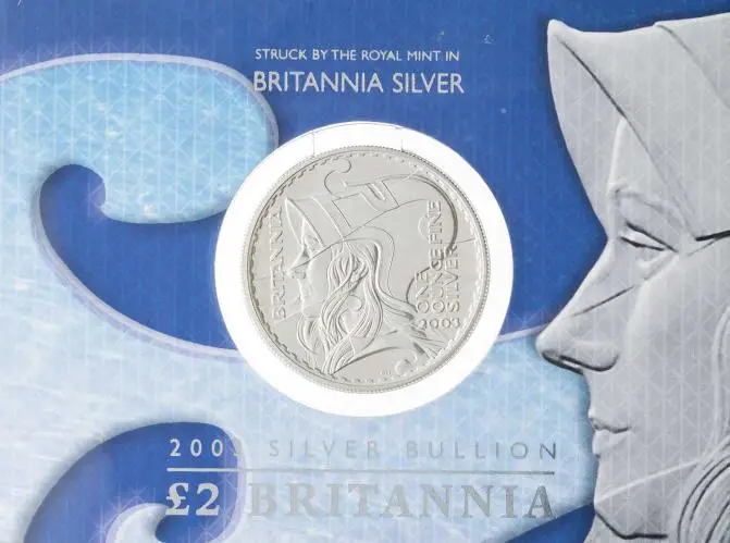 2003SilverUncirculated1OunceBritanniaCoinInSleeveTheRoyalMint reverse