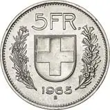 1965 Silver Switzerland 5 Francs Bullion