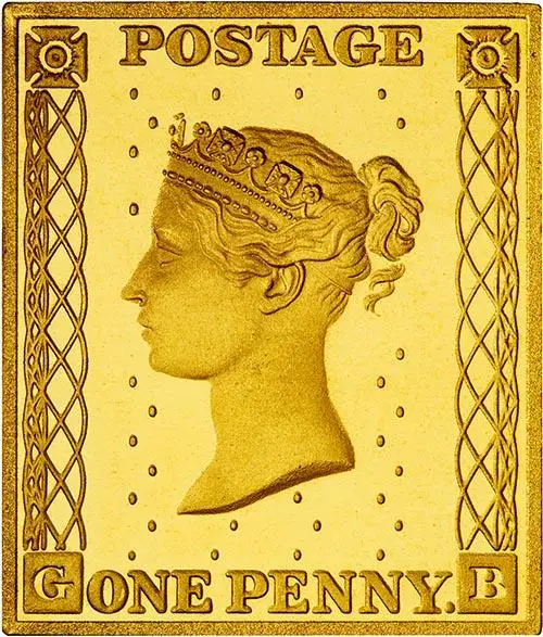 1973 £1 Machin & Penny Black Gold Definitive Stamp Replicas 21758