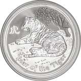 2010 Silver Year of the Tiger 1 oz Coin Perth Mint l Chard