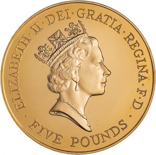 1996 Gold Proof 70th Birthday QEII £5 Crown Coin | Chards