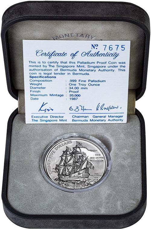 1987 Bermuda Sea Venture $25 Palladium Proof Coin | Chards