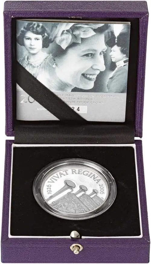 2006 Platinum Piedfort Elizabeth II The Queen's 80th Birthday Crown  Coin Single United Kingdom in box