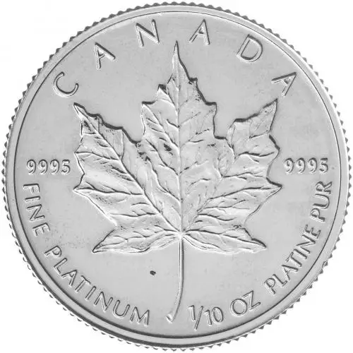 1996 Platinum Uncirculated 0.1 Ounce Maple  Coin Single Canada rev