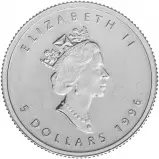 1996 Platinum Uncirculated 0.1 Ounce Maple  Coin Single Canada obv