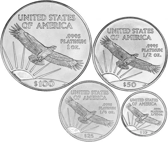 1997 Platinum Eagle Coin Single United States of America 4 Coins reverse designs
