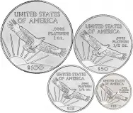 1998 Platinum Eagle  Coin With Box United States of America 4 Coins reverse designs