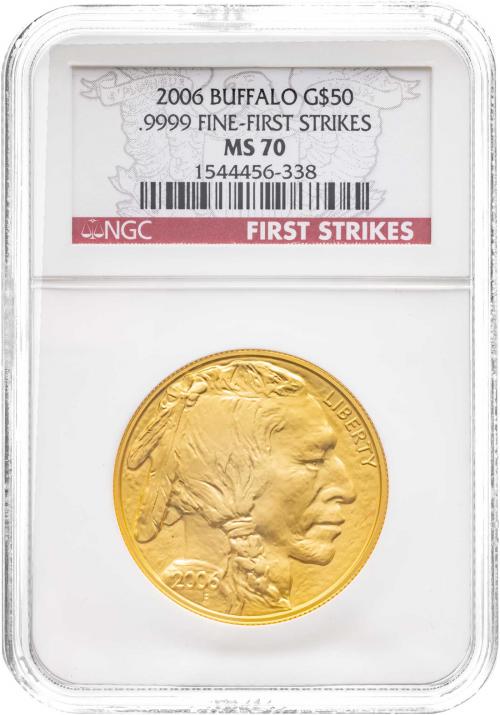 【最高鑑定MS70　2006】バッファロー金貨 FIRSTSTRIKES 1oz Buy 2006 1 oz Gold Buffalo MS-70 NGC (First Strikes) | APMEX