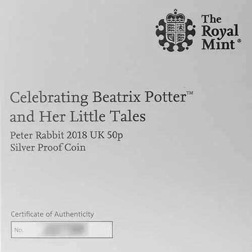 2018 UK Coin 50p Silver Proof Beatrix Potter - Peter Rabbit 23689
