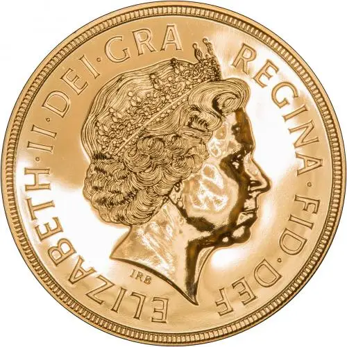 2005 Gold BU Quintuple Stylised St. George & Dragon Bullion Coin Obverse