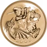 2005 Gold Brilliant Uncirculated Quintuple Sovereign £5 Stylised St George & the Dragon