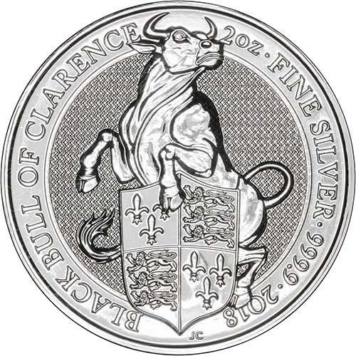 2018 Silver Queen's Beasts Black Bull of Clarence 2oz Coin