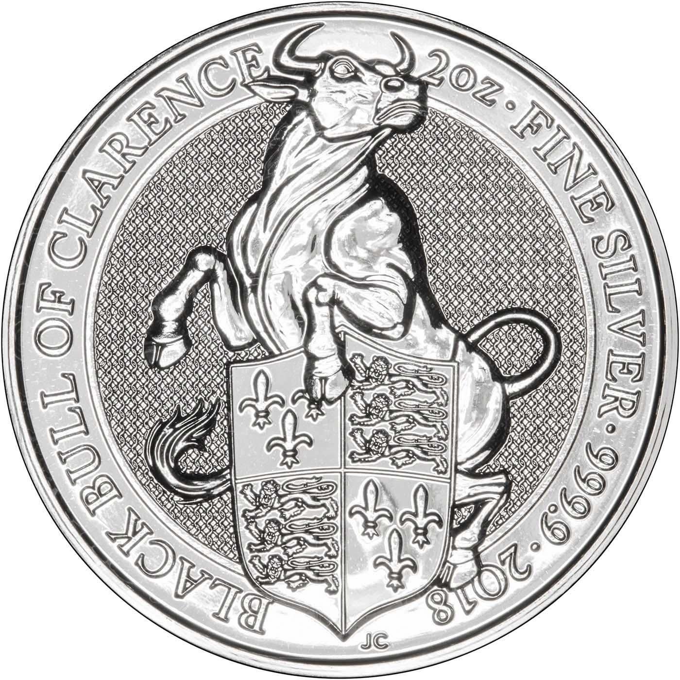 2018 Silver Queen's Beasts Black Bull of Clarence 2oz Coin