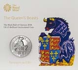 2018 Queen's Beasts - Black Bull of Clarence £5 BU | Chard