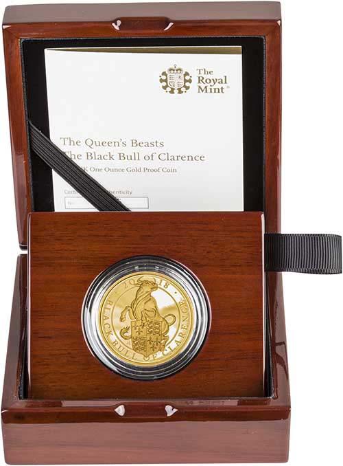 2018 Queen's Beasts Black Bull 1 oz Gold Proof Coin | Chard