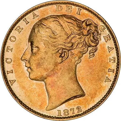 1872 Gold Sovereign Victoria Young Head Shield London VF gVF #65 over 64 23067