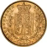 1872 Gold Sovereign Victoria Young Head Shield London VF gVF #65 over 64