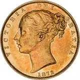 1872 Gold Sovereign Victoria Young Head Shield London VF gVF #65 over 64 23067