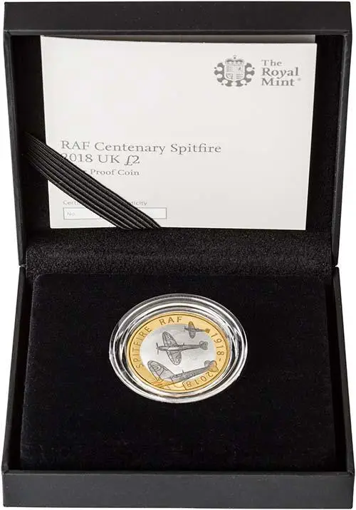 2018 UK Coin £2 Silver Proof RAF Centenary Spitfire 24556