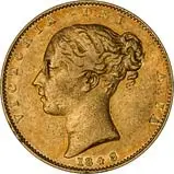 1843 Overdate Gold Sovereign Victoria Young Head Shield London aVF 23211
