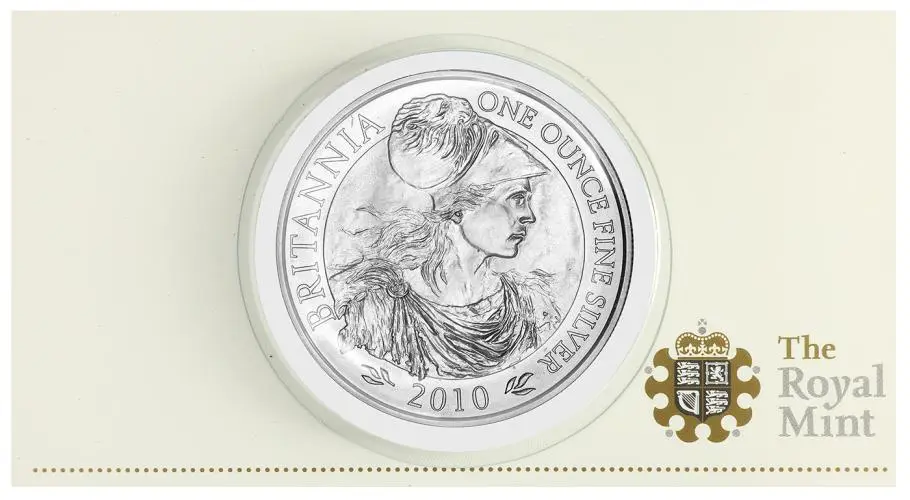 2010 Britannia 1 oz Silver Bullion Coin - In Box - Pre-Owned reverse