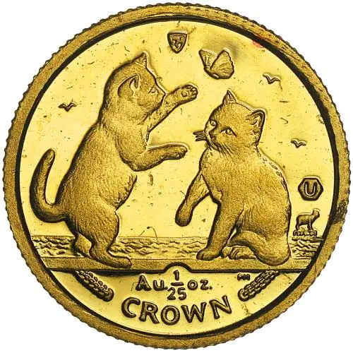2004 Gold Isle of Man 1/25 Ounce Cat Coin reverse
