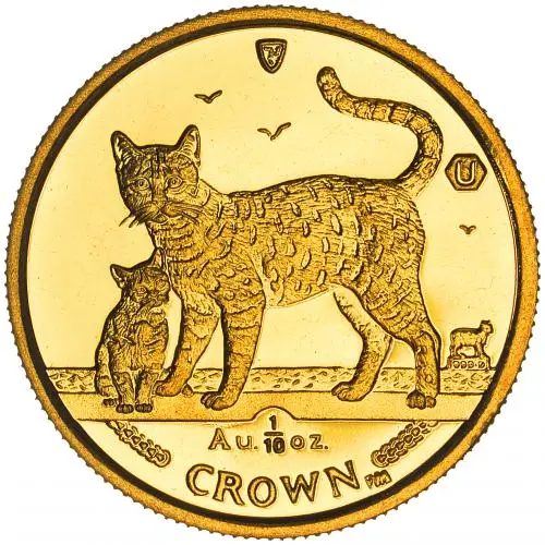 2002 Gold 0.1 Ounce Isle of Man Cat Coin  reverse