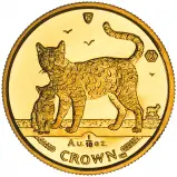 2002 Gold 0.1 Ounce Isle of Man Cat Coin 