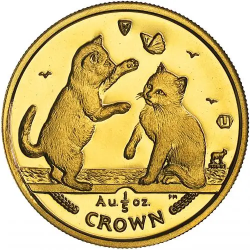 2004 Isle of Man 1/5 oz Gold Cat Bullion Coin reverse