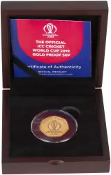 2019 Gold Proof ICC Cricket World Cup 2019 Isle of Man 50p Coin