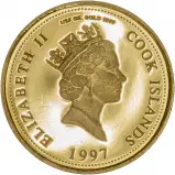 1997 Gold Proof Princess Diana $5 Coin Single Cook Islands obverse