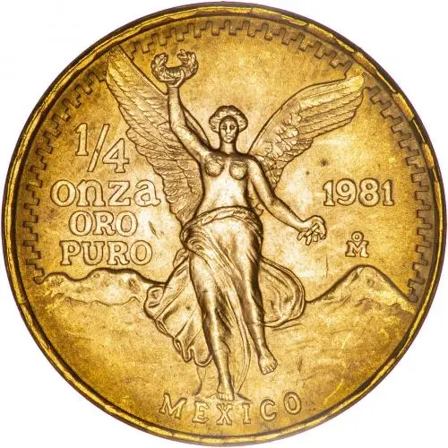1981 Gold 0.25 Ounce Libertad Coin Single Mexico obverse