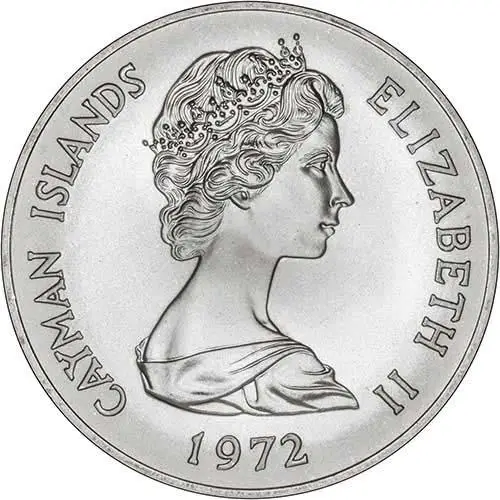 1972 Silver Cayman Islands Silver Wedding Anniversary $25 UNC 20642