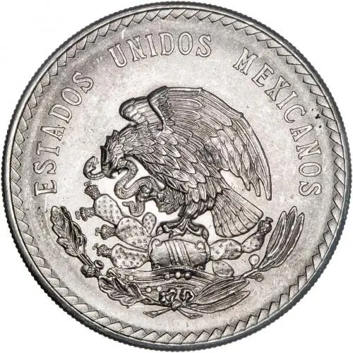1948 Silver 5 Pesos  Coin Single Mexico reverse