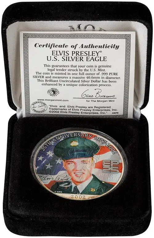 2002 Silver USA Eagle Elvis 25th Anniversary BU Army Bullion 21151