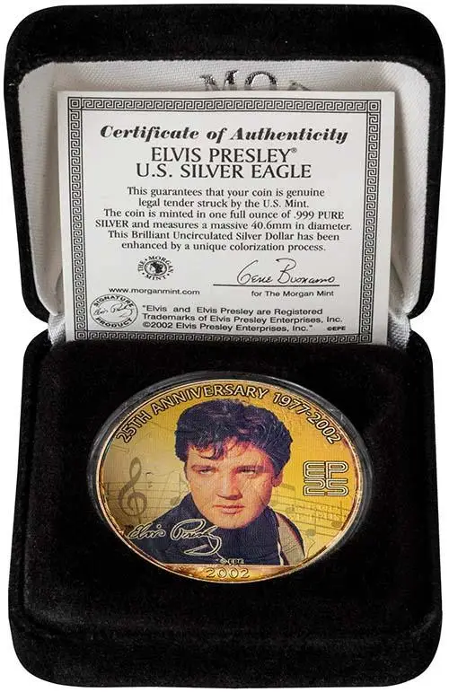 2002 Silver USA Eagle Elvis 25th Anniversary BU Music Notes Bullion 22440